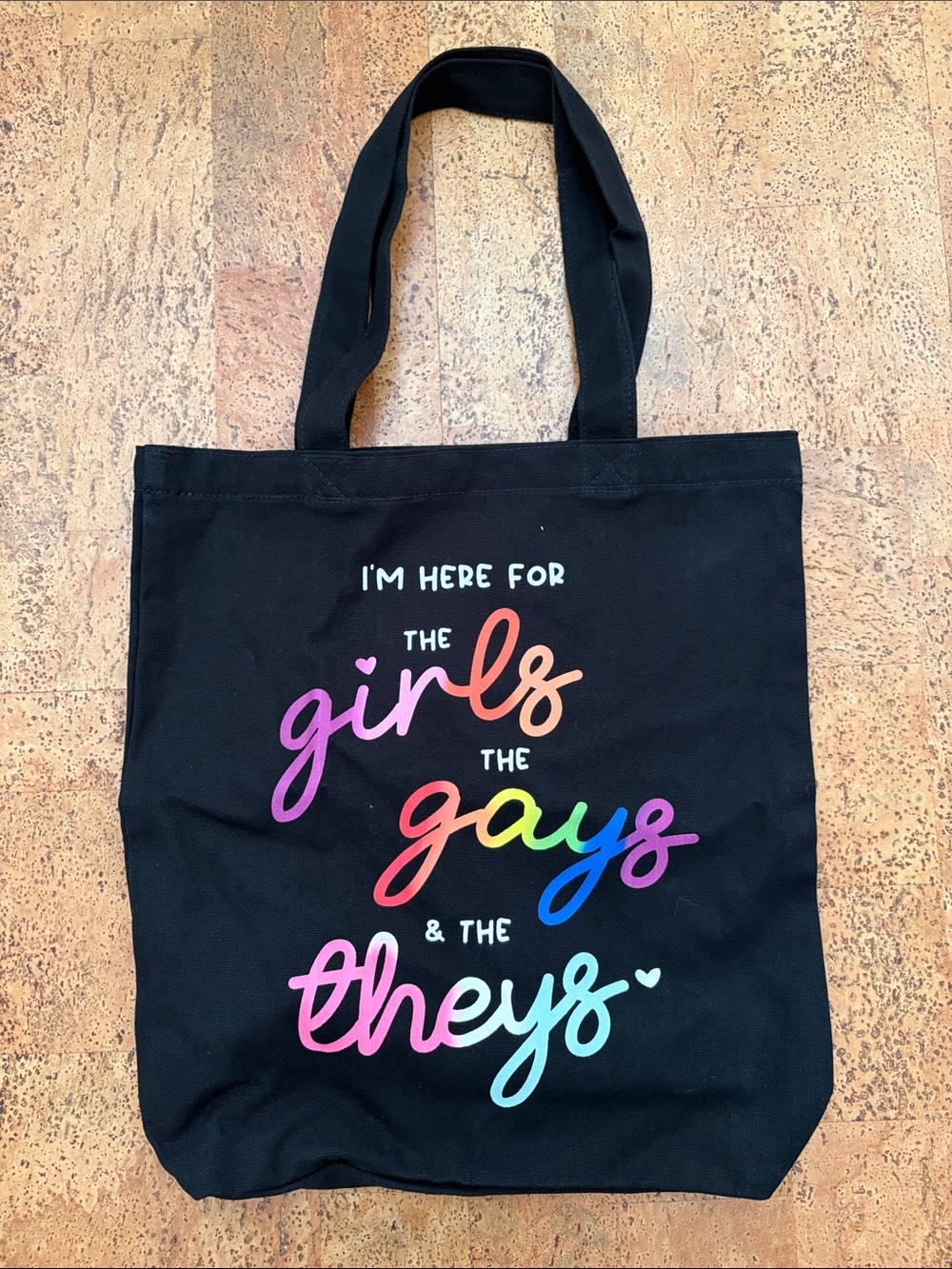 Black Rainbow-Text Canvas Tote Bag